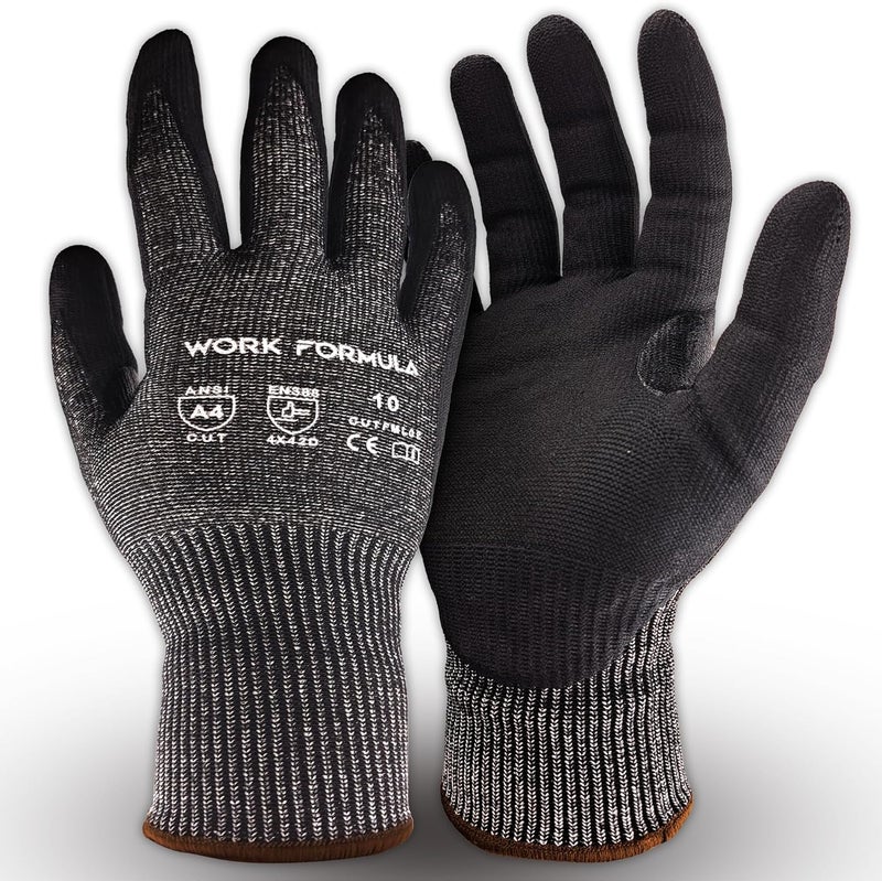 FORMULA 2/5 Pack Snug Fit Cut Resistant Gloves, ANSI A4, XS-3XL, Men/Women, Metal/Glass/Wood/Box Cutting, Fishing, HVAC - Image 1